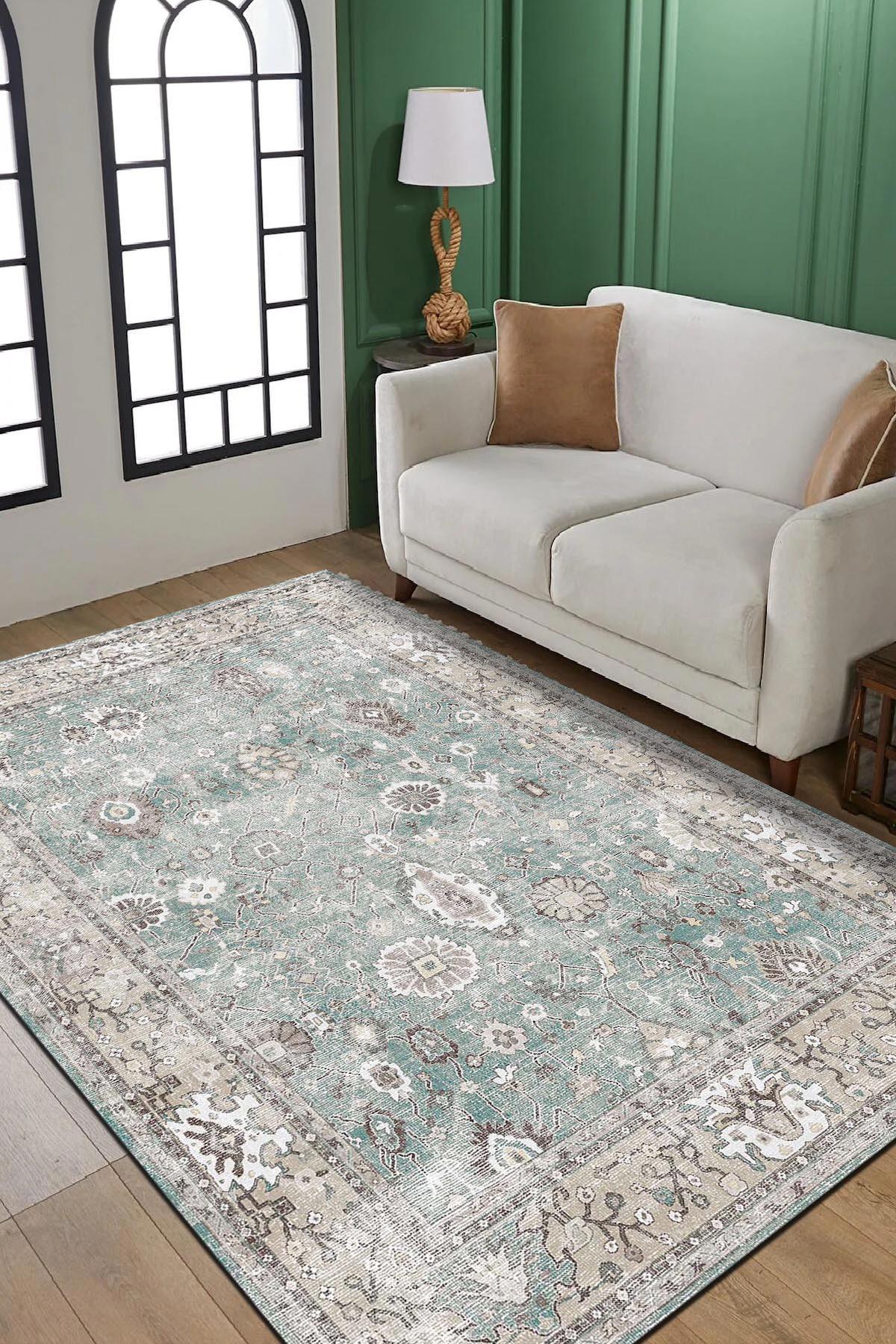 İlyaki Home Zuleo Krem 0.8 mm Pamuk Antialerjenik Yıkanabilir İnce Kaymaz Şönil Taban Dikdörtgen Makine Dokuma Antre-Çocuk Odası-Salon-Yatak Odası Halısı 100x300 cm