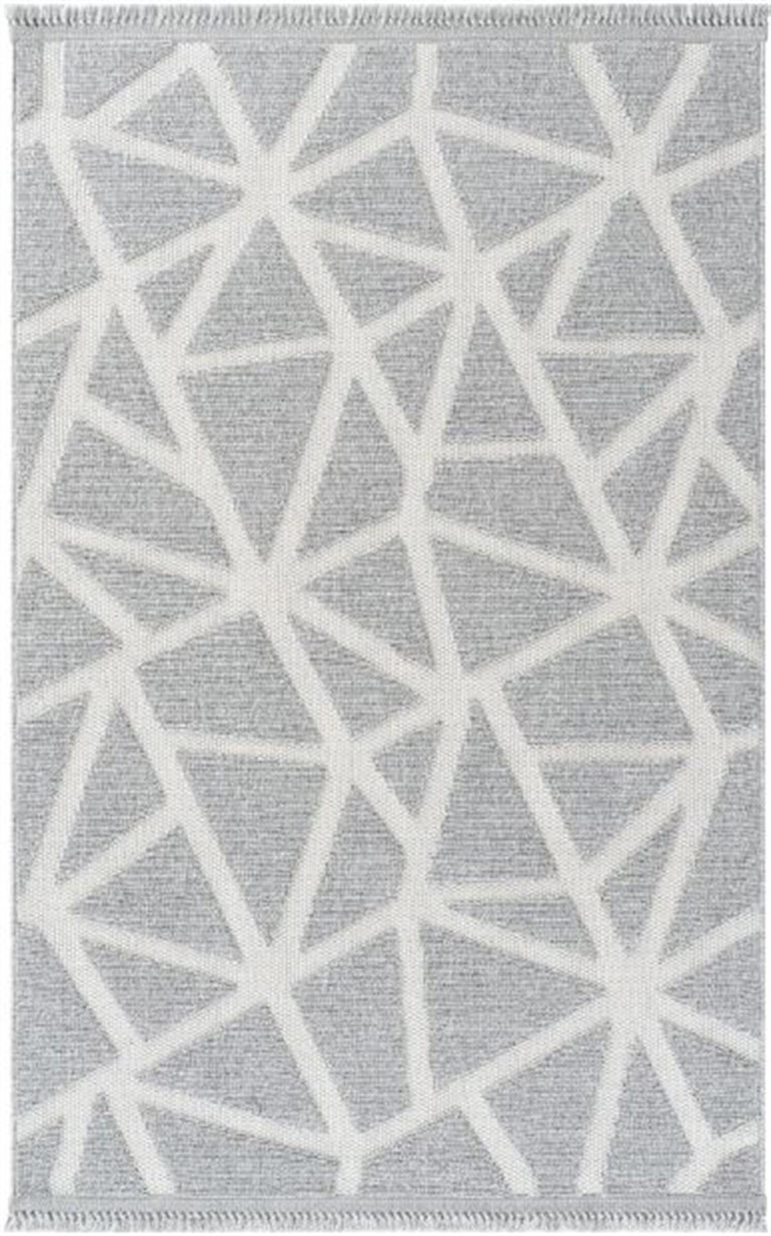 Enti Halı Togo 7501 Gri 8 mm Polyester Yıkanabilir Orta Dikdörtgen Makine Dokuma Salon Halısı 100x150 cm