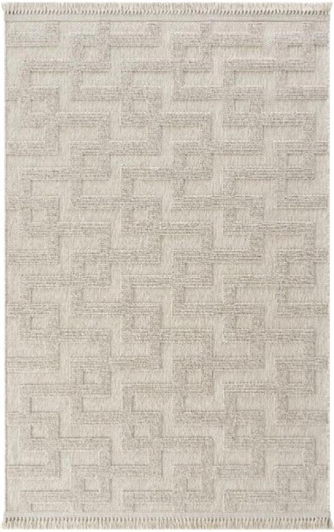 Enti Halı Togo 7510 Bej 8 mm Polyester Yıkanabilir Orta Dikdörtgen Makine Dokuma Salon Halısı 100x300 cm