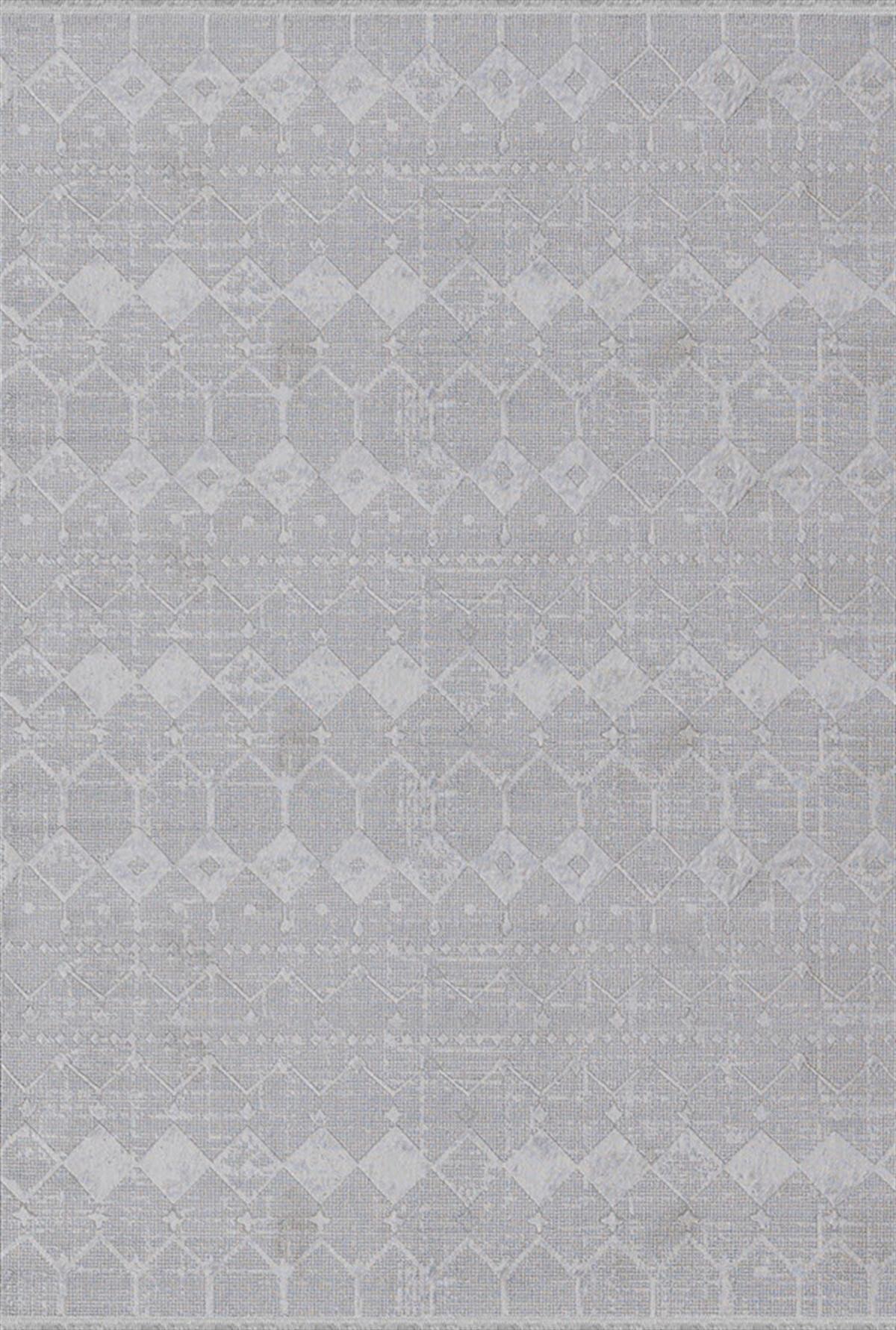 Dinarsu Vintage 36438 Gri 5 mm Polyester Silinebilir Yıkanabilir İnce Kaymaz Dikdörtgen Makine Dokuma Salon Halısı 120x180 cm