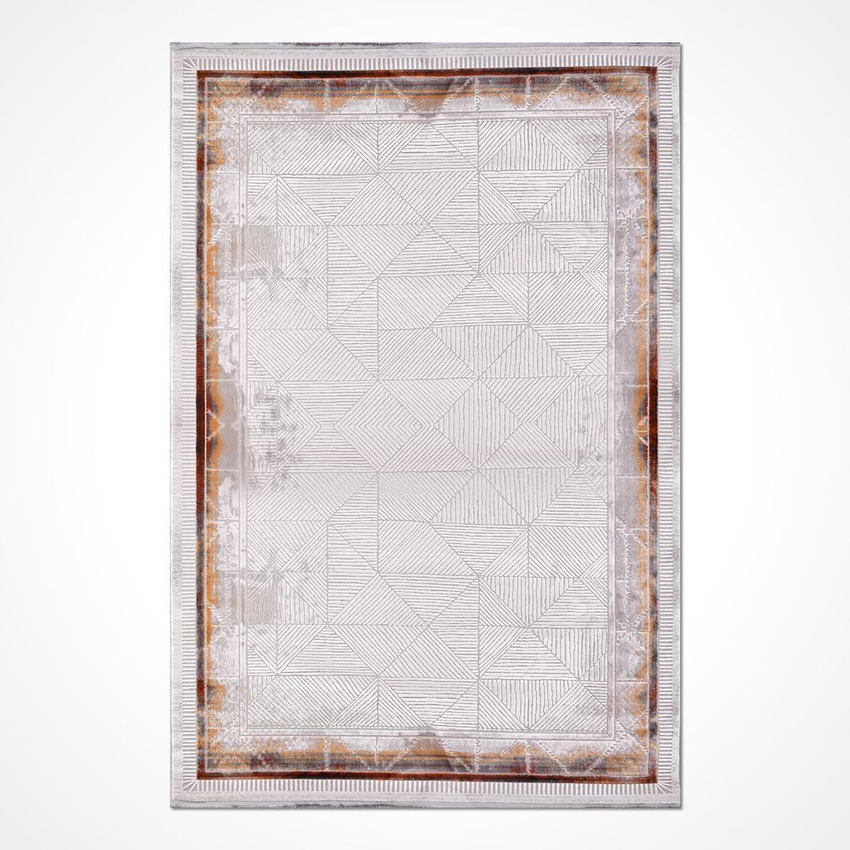 Crea Halı Stone 17170 Krem 8 mm Akrilik Toz Tutmaz Yıkanabilir Orta Pamuk Taban Geometrik Dikdörtgen Makine Dokuma Salon Halısı 160x230 cm