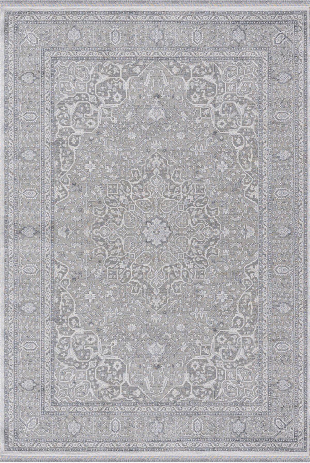 Dinarsu Vintage 36439 Gri 5 mm Polyester Silinebilir Yıkanabilir İnce Kaymaz Dikdörtgen Makine Dokuma Salon Halısı 80x120 cm