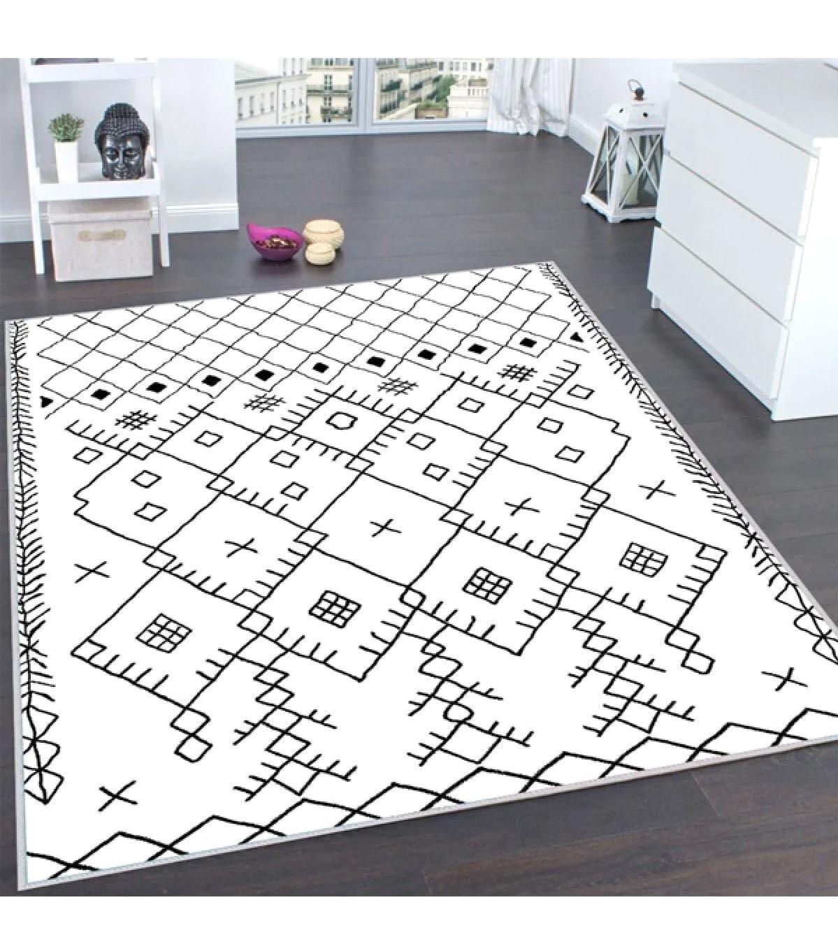 Rovigo Home RVG0118-SD557 Krem 8 mm Polyester Yıkanabilir Orta Kaymaz Dot Taban Dikdörtgen Makine Dokuma Salon Halısı 80x300 cm