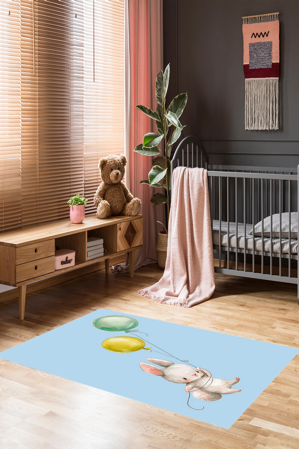 Homier Collection H-CK-10032B Krem 9 mm Pamuk Antibakteriyel Yıkanabilir Orta Kaymaz Pamuk Taban Dikdörtgen Makine Dokuma Çocuk Odası Halısı 100x350 cm
