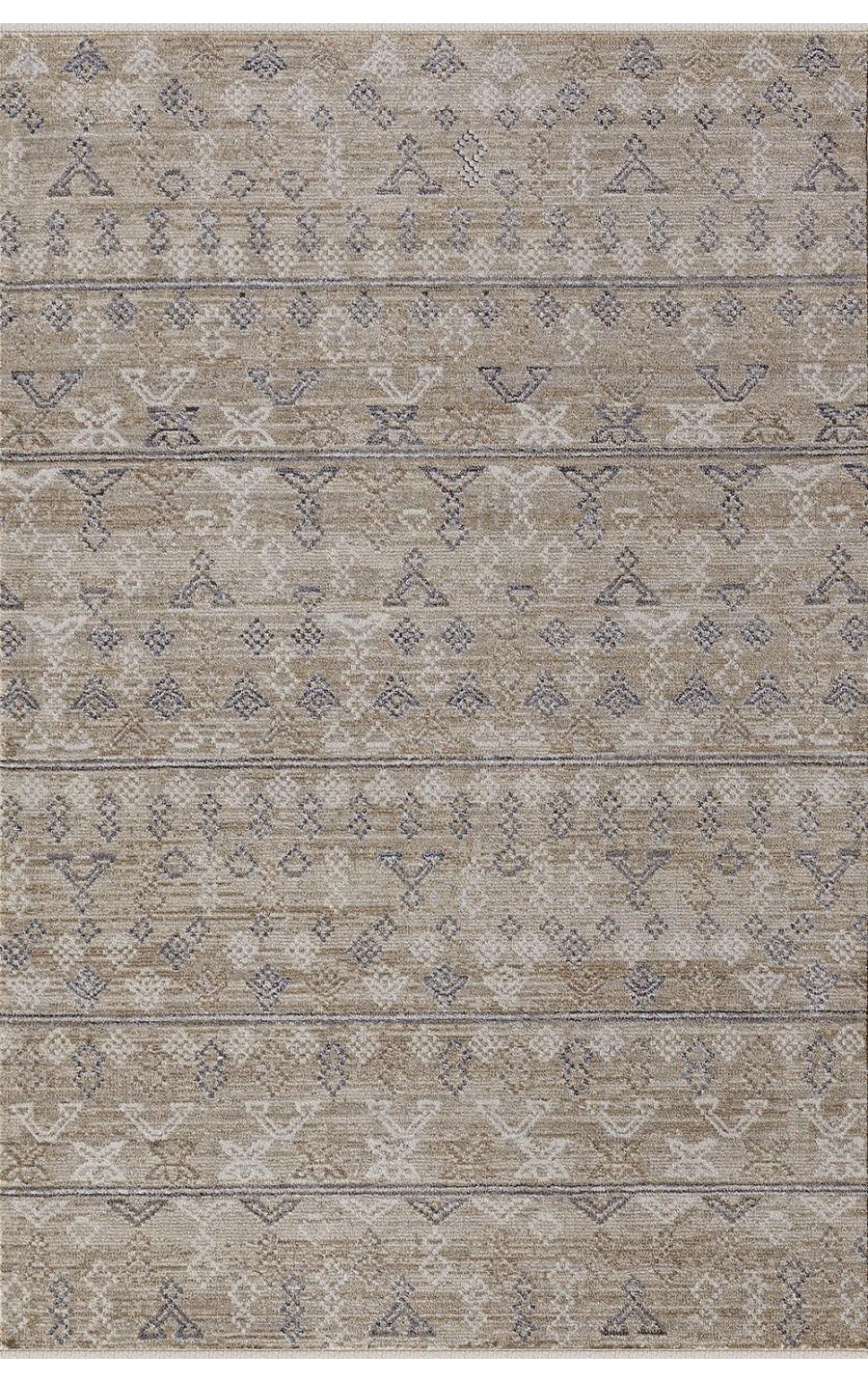 Padişah Truva Krem 10 mm Polyester Yıkanabilir İnce Kaymaz Dikdörtgen Makine Dokuma Salon Halısı 80x500 cm