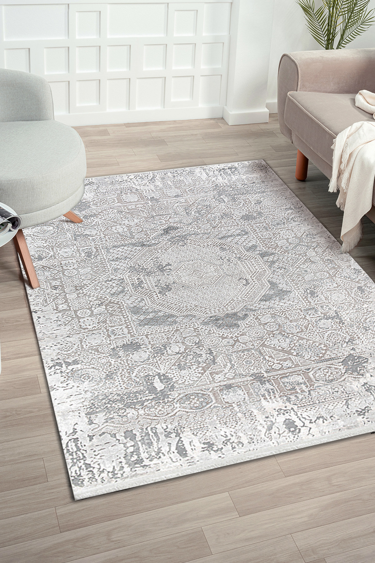 Konfor Halı Mirissa 9405 Krem 10 mm Akrilik Yıkanabilir Kalın Dot Taban Dikdörtgen Makine Dokuma Salon Halısı 200x290 cm