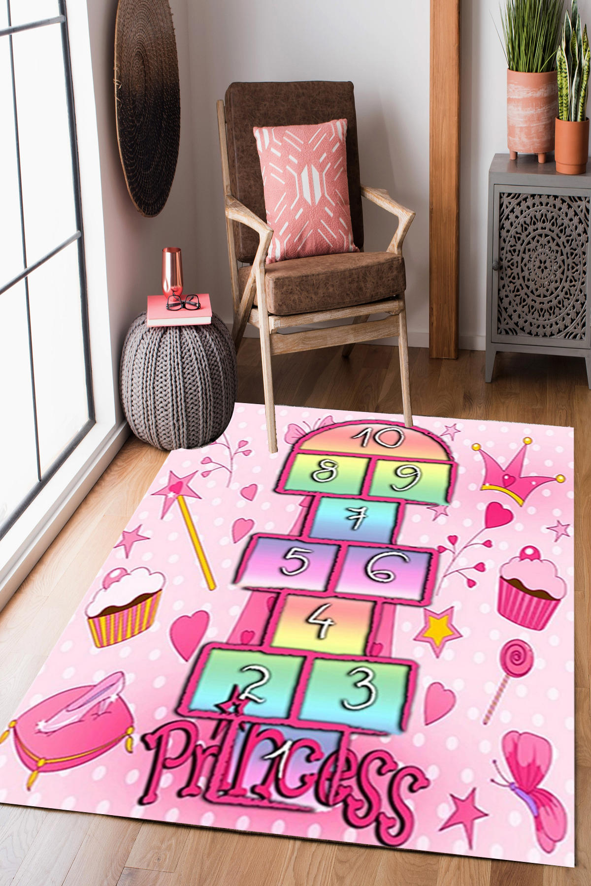 Homier Collection H-CK-10149A Kırmızı 9 mm Pamuk Antibakteriyel Yıkanabilir Orta Kaymaz Dikdörtgen Makine Dokuma Çocuk Odası Halısı 120x160 cm