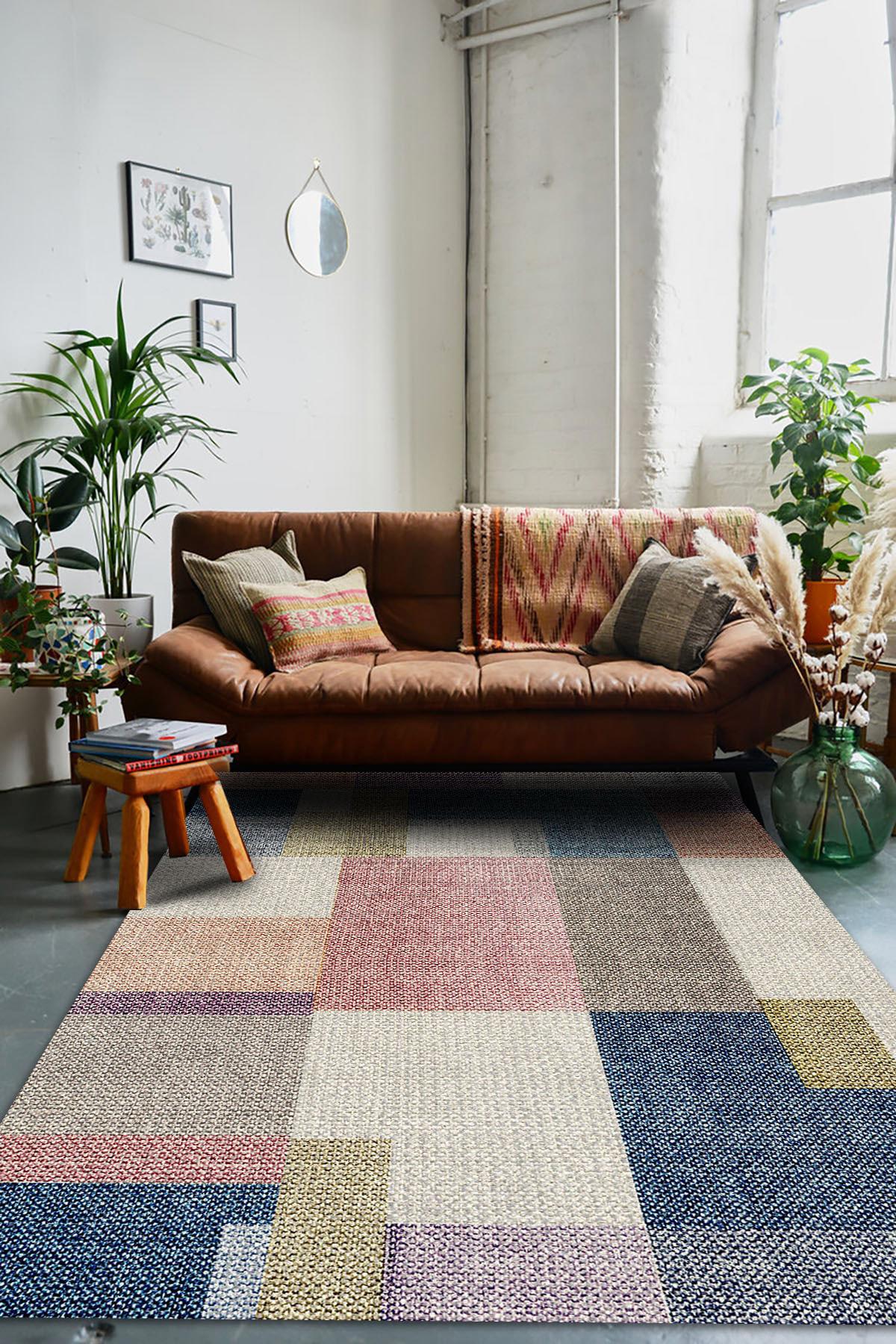 Latte Dizayn Anika Krem 0.5 mm Pamuk Yıkanabilir İnce Kaymaz Jüt Taban Dikdörtgen Makine Dokuma Salon Halısı 80x200 cm
