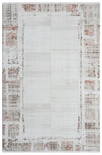 Kreasyon Halı MX002 Krem 8 mm Polyester Yıkanabilir Kalın Dikdörtgen Makine Dokuma Salon Halısı 125x200 cm