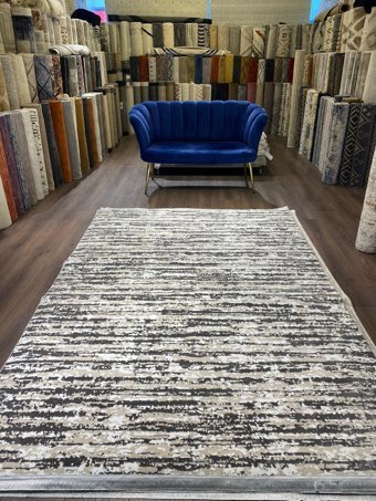 İlhanın Halıları Kahverengi - Krem 8 mm Viskon Antibakteriyel Yıkanabilir Kalın Kaymaz Lateks Taban Dikdörtgen Makine Dokuma Salon Halısı 200x200 cm
