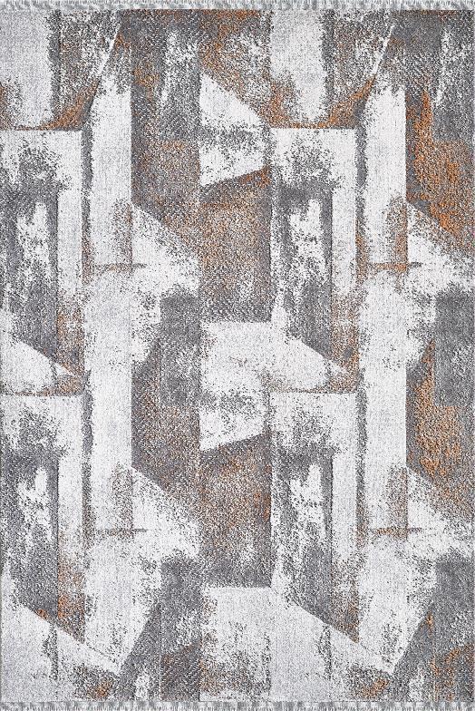 Atlas Halı Aster AQ02E Çok Renkli 10 mm Akrilik Yıkanabilir İnce Kaymaz Jüt Taban Geometrik Dikdörtgen Makine Dokuma Salon Halısı 100x300 cm