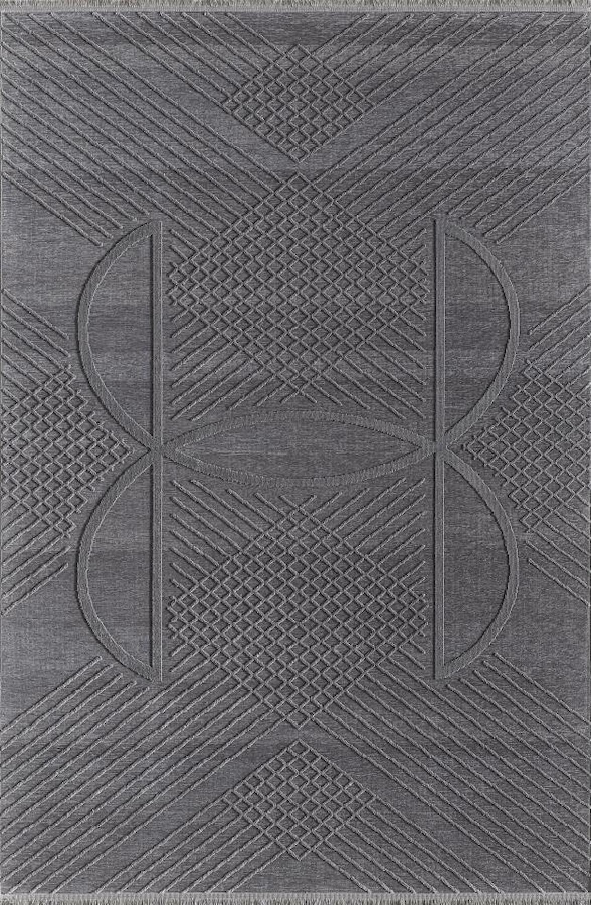 Pierre Cardin Maxwell Antrasit 9 mm Mikropolyester Yumuşak Yıkanabilir İnce Kaymaz Dikdörtgen Makine Dokuma Salon Halısı 100x500 cm