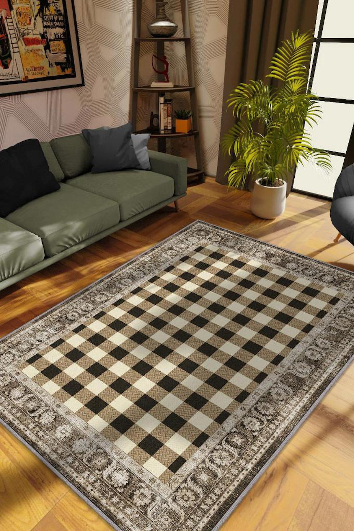 Homshtag Çok Renkli 4 mm Pamuk Antistatik Yıkanabilir İnce Kaymaz Dikdörtgen Makine Dokuma Salon Halısı 80x140 cm