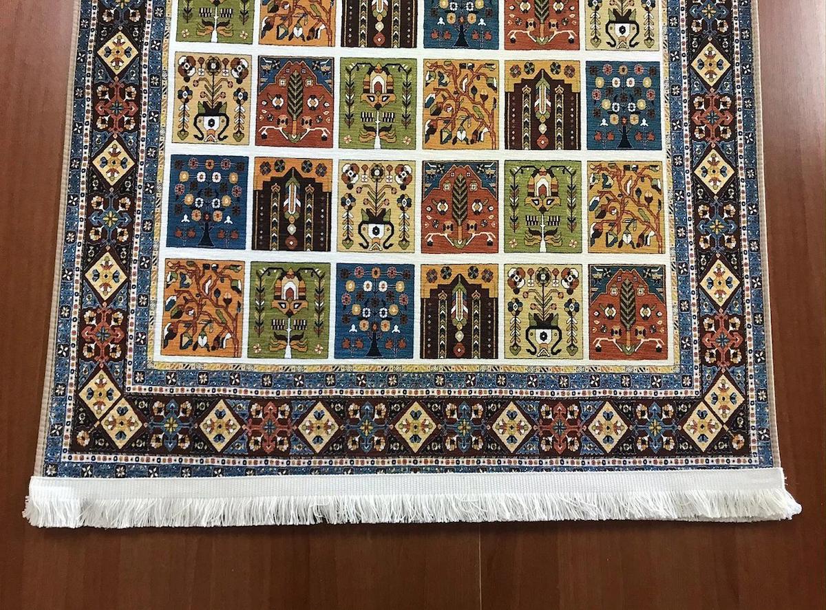 Prizma Home V6022 Çok Renkli Pamuk Toz Tutmaz Yıkanabilir Orta Dikdörtgen Makine Dokuma Oturma Odası-Salon Halısı 80x150 cm