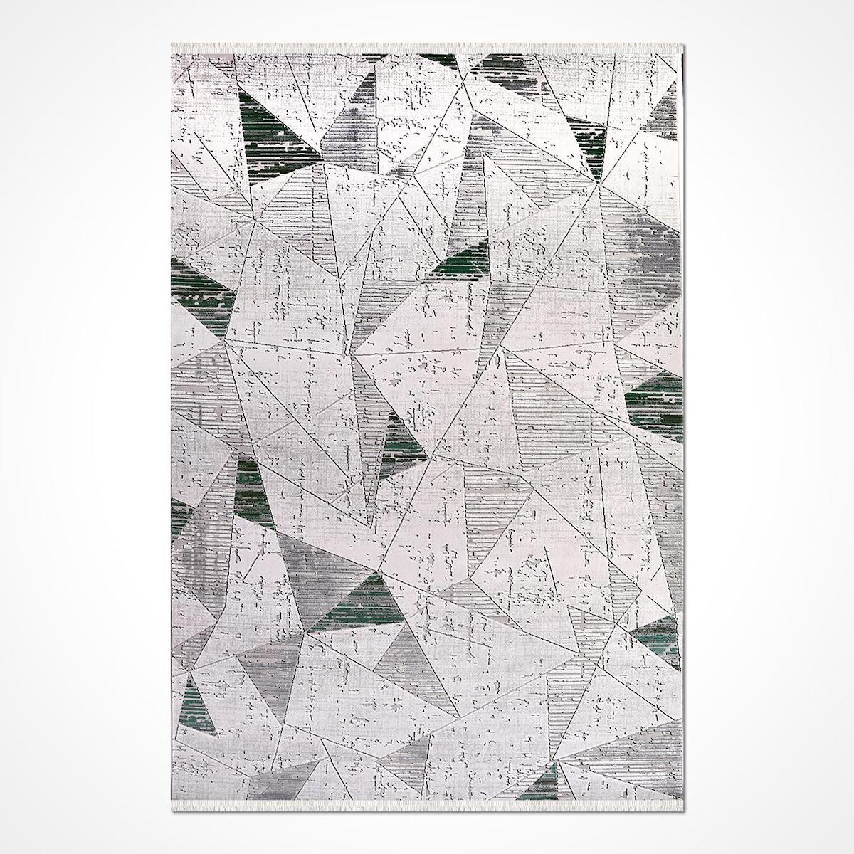 Crea Halı Stone 17136 Krem 8 mm Akrilik Toz Tutmaz Yıkanabilir Orta Geometrik Dikdörtgen Makine Dokuma Salon Halısı 120x180 cm