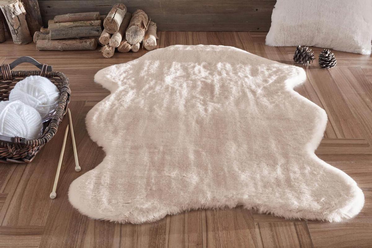 Jassrug Bej 35 mm Polyester Yıkanabilir Kalın Kaymaz Taban Makine Dokuma Halı 80x150 cm