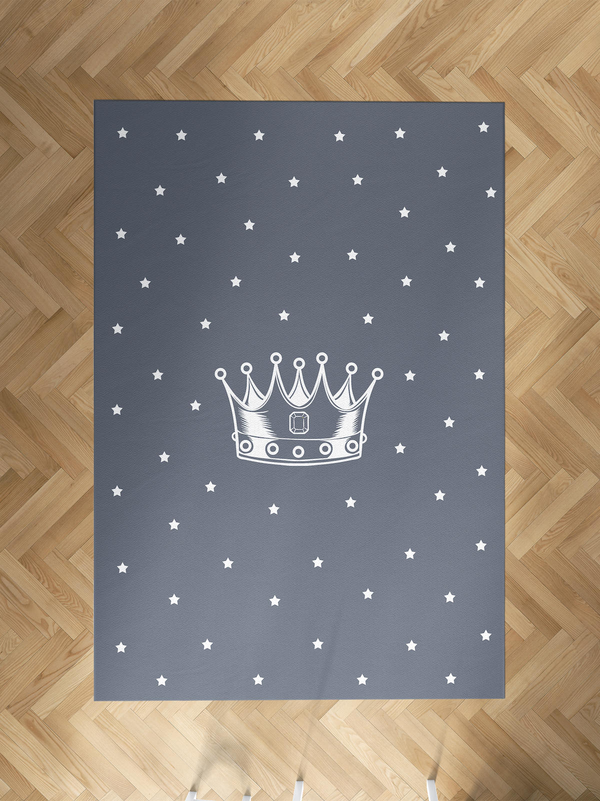 Mekta Home Taç-Yıldız Çok Renkli 10 mm Antibakteriyel Yıkanabilir İnce Kaymaz Dot Taban Dikdörtgen Makine Dokuma Çocuk Odası Halısı 150x250 cm