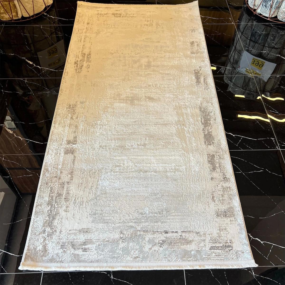 Luxess Halı Zen 1066 Bej 8 mm Mikropolyester Antibakteriyel Yıkanabilir İnce Kaymaz Dikdörtgen Makine Dokuma Salon Halısı 100x150 cm