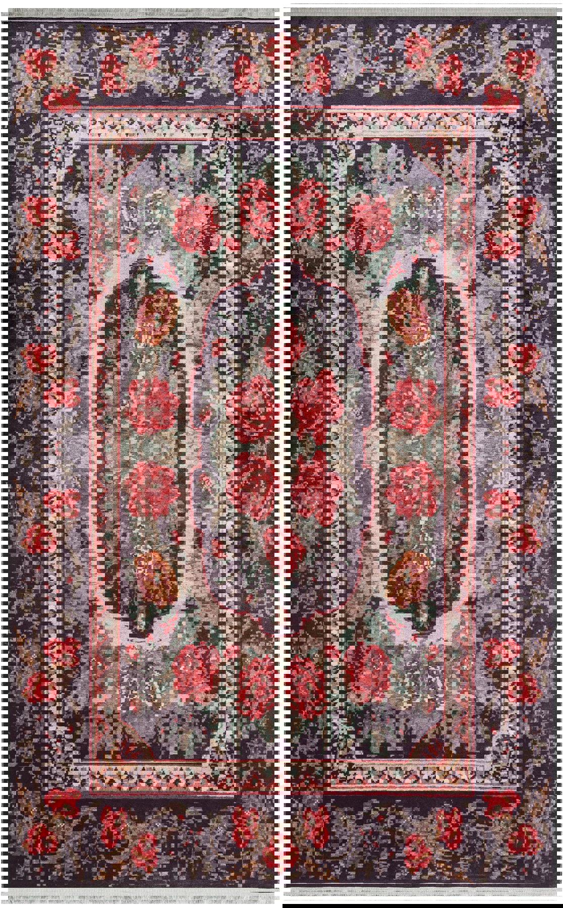 Eko Halı Antique ATK3 Çok Renkli 6 mm Polyester Silinebilir Yıkanabilir İnce Kaymaz Dikdörtgen Makine Dokuma Salon Halısı 80x150 cm