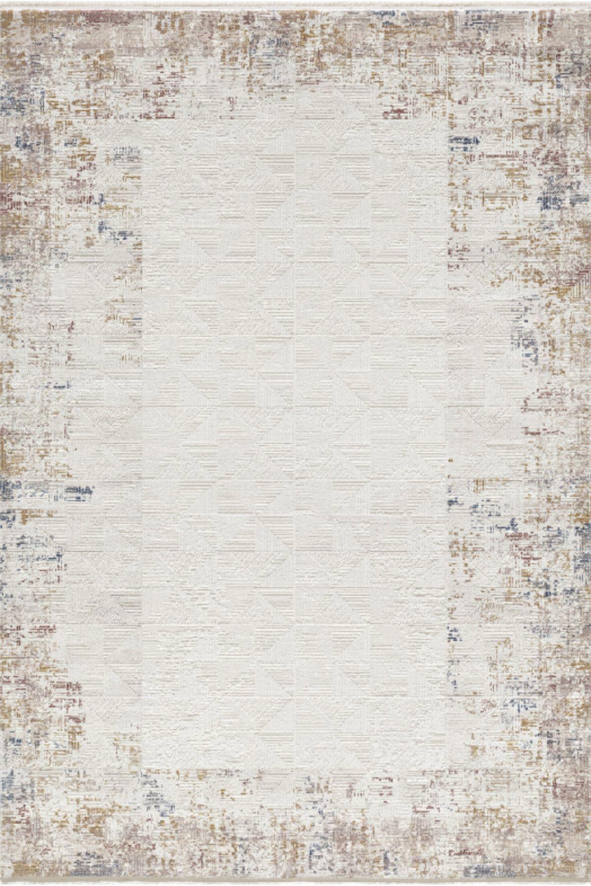 Atlas Halı Times Bej-Kahverengi 9 mm Polyester Yıkanabilir İnce Kaymaz Jüt Taban Dikdörtgen Makine Dokuma Salon Halısı 120x180 cm
