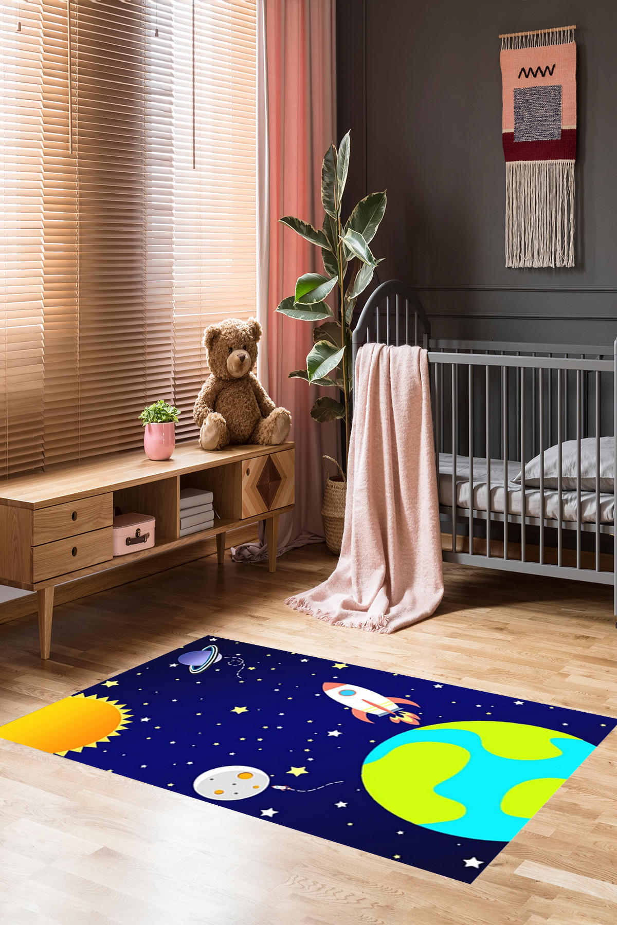 Homier Collection H-CK-10056A Çok Renkli 9 mm Pamuk Antibakteriyel Yıkanabilir Orta Kaymaz Dikdörtgen Makine Dokuma Çocuk Odası Halısı 180x180 cm