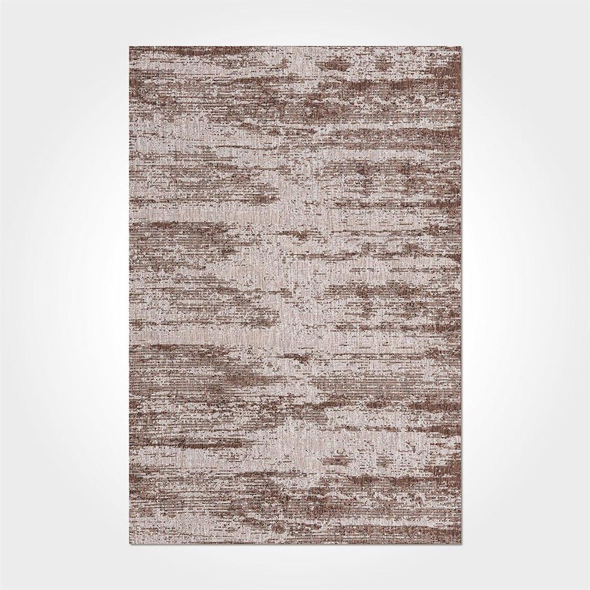 Crea Halı 2543PC Kahverengi Pamuk-Polyester Yıkanabilir İnce Kaymaz Pamuk Taban Soyut Temalı Dikdörtgen Makine Dokuma Salon Halısı 120x180 cm