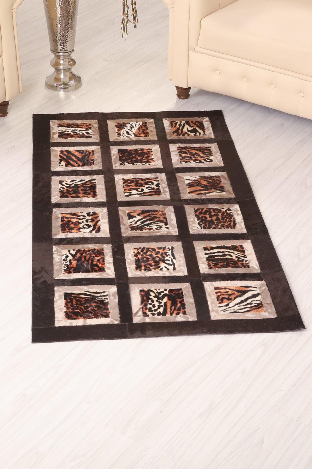 Leatinn Krem Deri Yıkanabilir İnce Kaymaz Taban Dikdörtgen Makine Dokuma Halı 80x400 cm