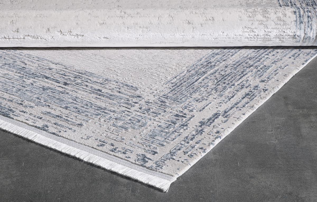 Gümüşsuyu Legro 11561 Bej - Mavi 8 mm Akrilik Yumuşak Yıkanabilir İnce Kaymaz Dikdörtgen Makine Dokuma Salon Halısı 130x190 cm