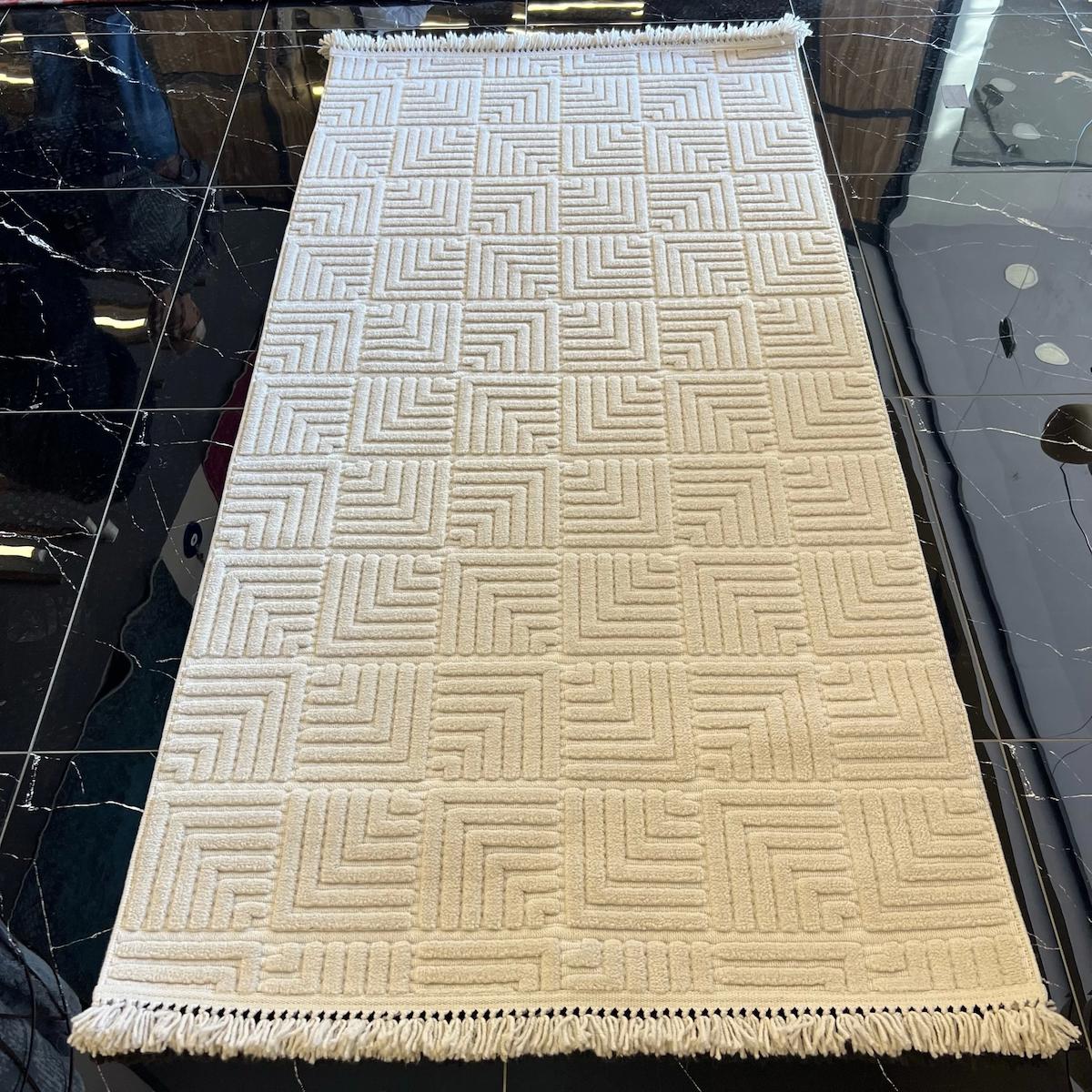 Luxess Halı Dizayn 1062 Bej 8 mm Polipropilen Yalıtıma Yardımcı Yıkanabilir İnce Kaymaz Dikdörtgen Makine Dokuma Salon Halısı 100x200 cm