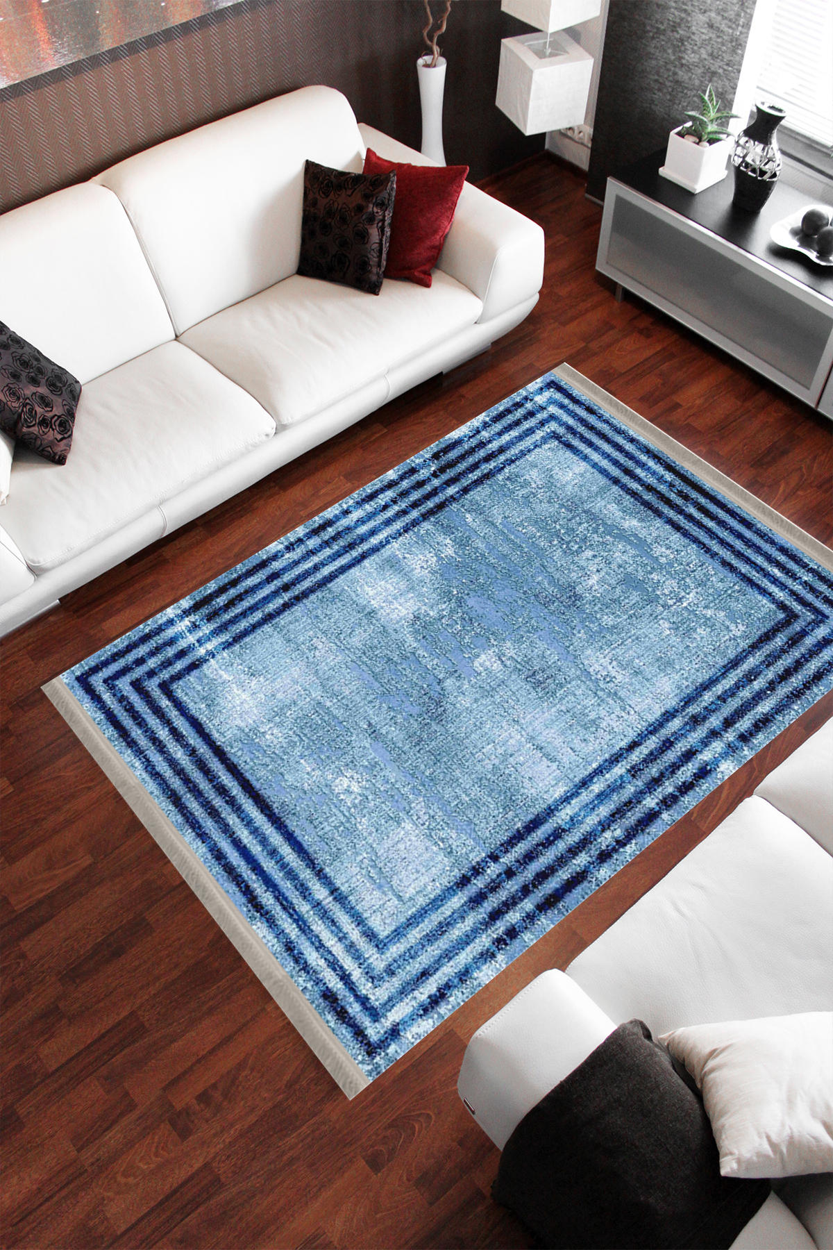 Homier Collection H-DK-5171A Çok Renkli 7 mm Yün Antibakteriyel Yıkanabilir Orta Kaymaz Dot Taban Dikdörtgen Makine Dokuma Salon Halısı 80x150 cm