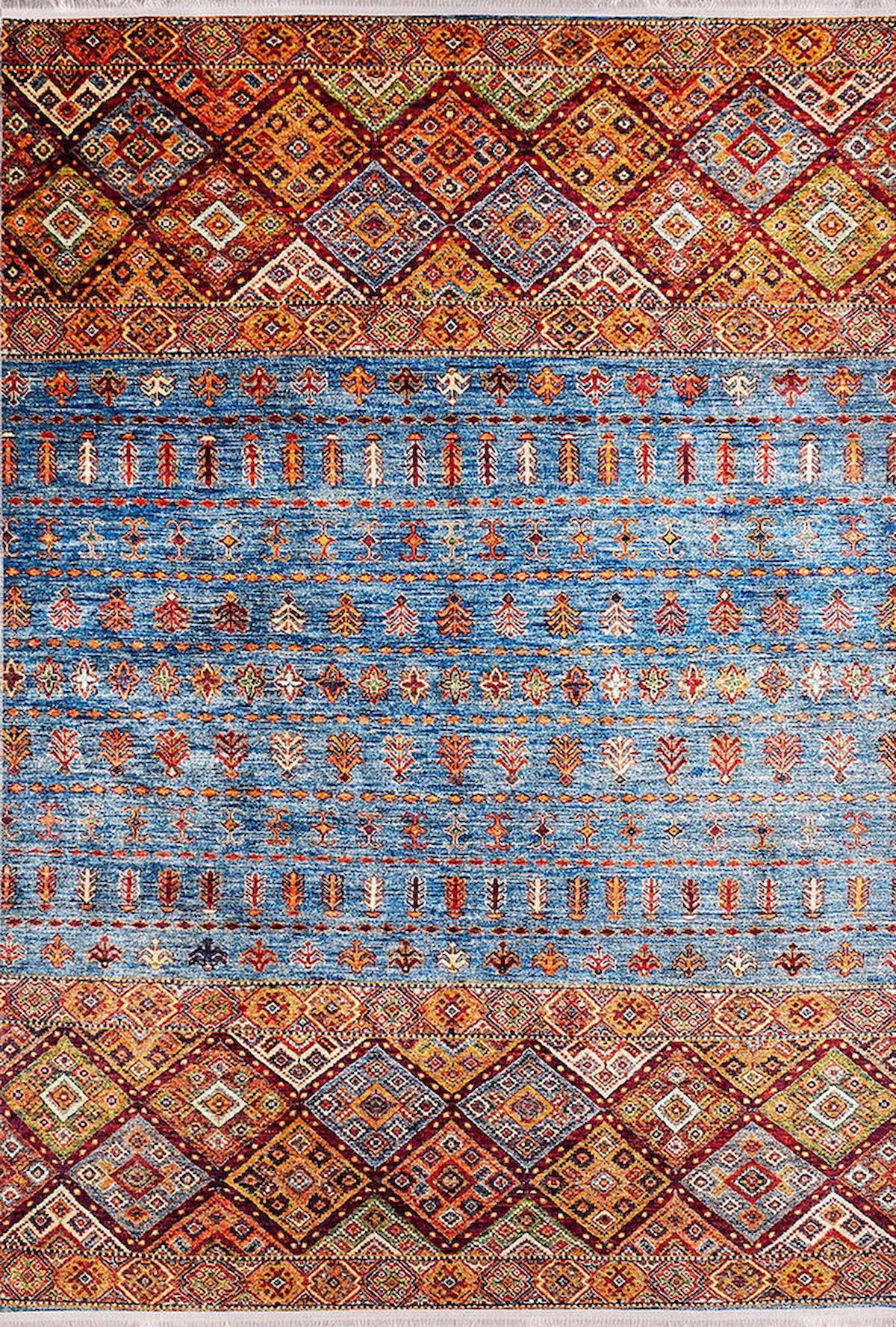 Halı Atölyesi HK100 Mavi 5 mm Pamuk Yıkanabilir Kaymaz Taban Dikdörtgen Makine Dokuma Salon Halısı 80x150 cm