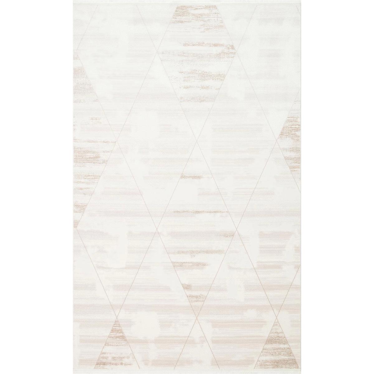 Eko Halı Lykia LYK03 Krem 6-12 mm Akrilik-Polyester Silinebilir Yıkanabilir Orta Kaymaz Dikdörtgen Makine Dokuma Salon Halısı 100x160 cm