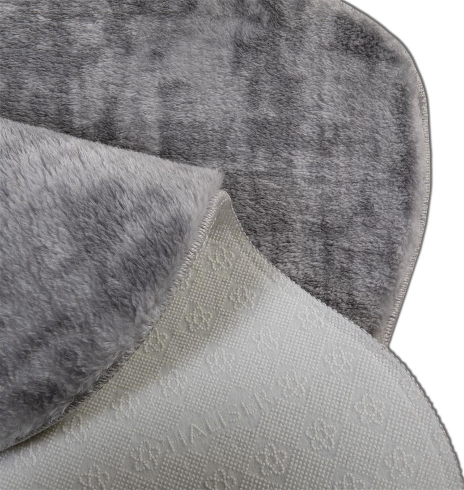 Orkide Home Gri 14 mm Polyester Leke Tutmaz Yıkanabilir Kalın Kaymaz Jel Taban Oval Makine Dokuma Yatak Odası Halısı 150x200 cm