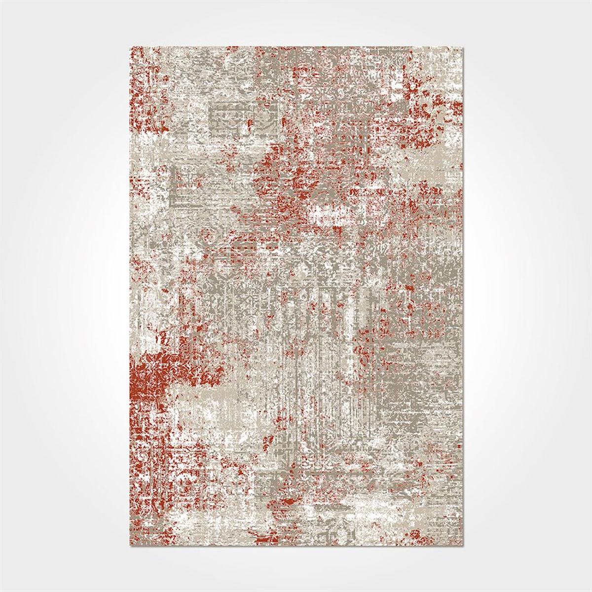 Crea Halı 2330PC Çok Renkli Pamuk-Polyester Yıkanabilir İnce Kaymaz Pamuk Taban Soyut Temalı Dikdörtgen Makine Dokuma Salon Halısı 120x180 cm