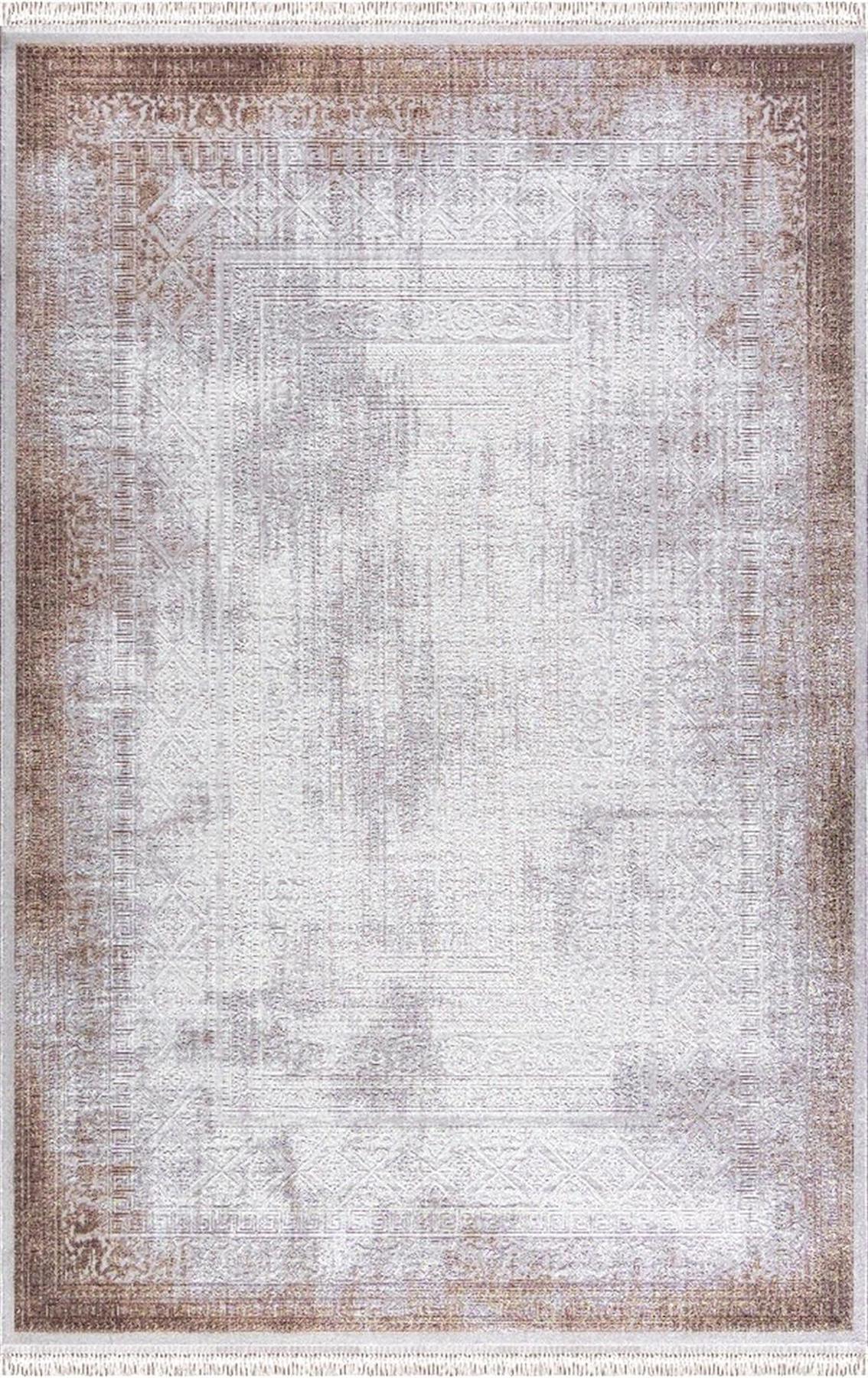 Merinos Rodin 60895 Vizon 8 mm Akrilik Toz Tutmaz Yıkanabilir Kalın Kaymaz Dikdörtgen Makine Dokuma Salon Halısı 80x200 cm