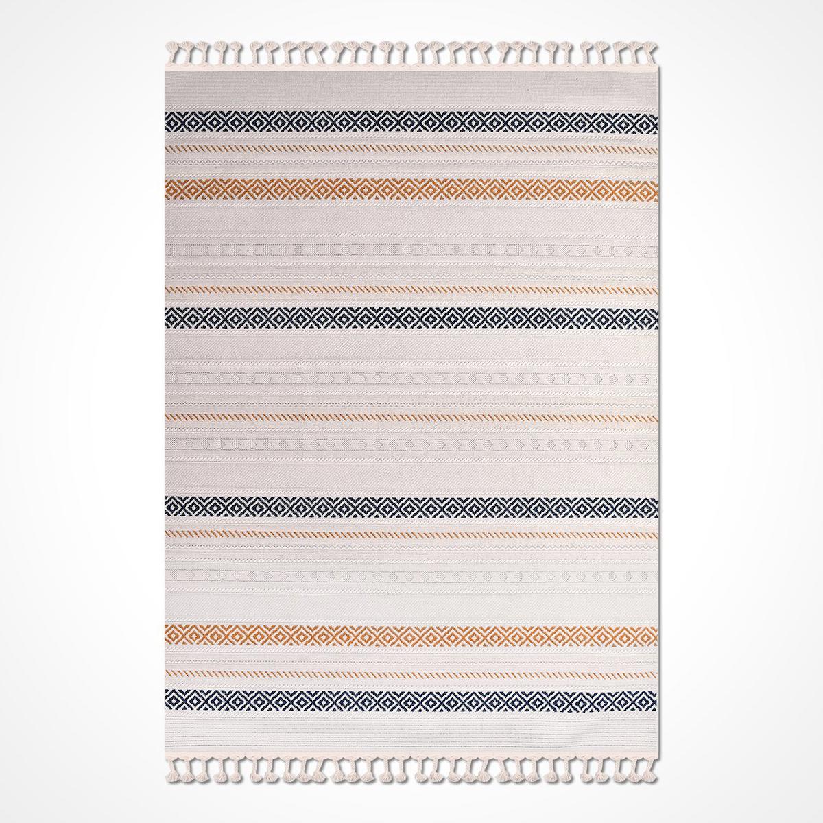 Dekozer Çok Renkli 10 mm Polyester Antialerjenik Yıkanabilir İnce Pamuk Taban Dikdörtgen Makine Dokuma Salon Halısı 200x1350 cm