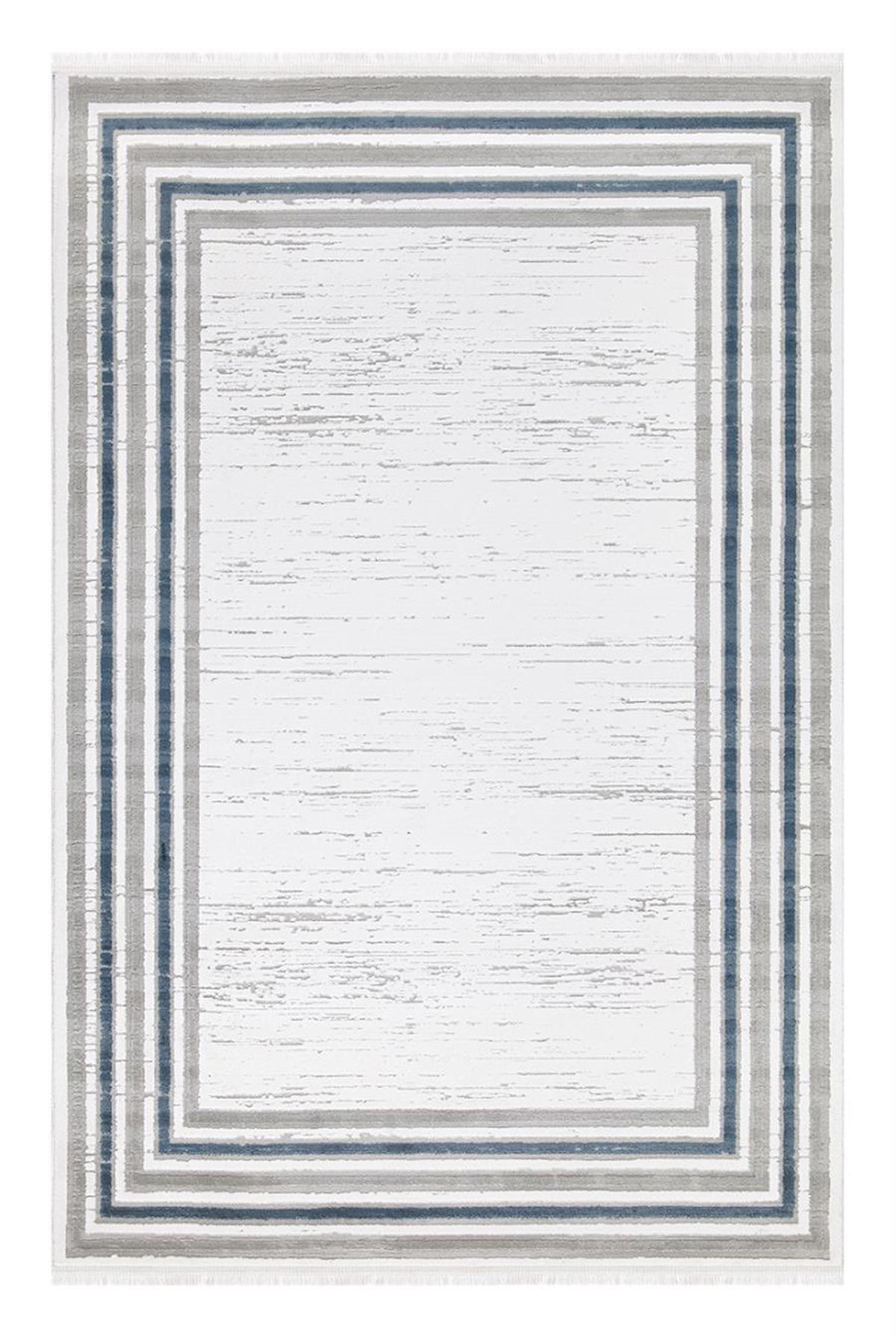 İpek Mekik Halı Gaspara 14853 Mavi 11 mm Akrilik Yıkanabilir Orta Kaymaz Pamuk Taban Dikdörtgen Makine Dokuma Antre-Çocuk Odası-Salon-Yatak Odası Halısı 120x200 cm