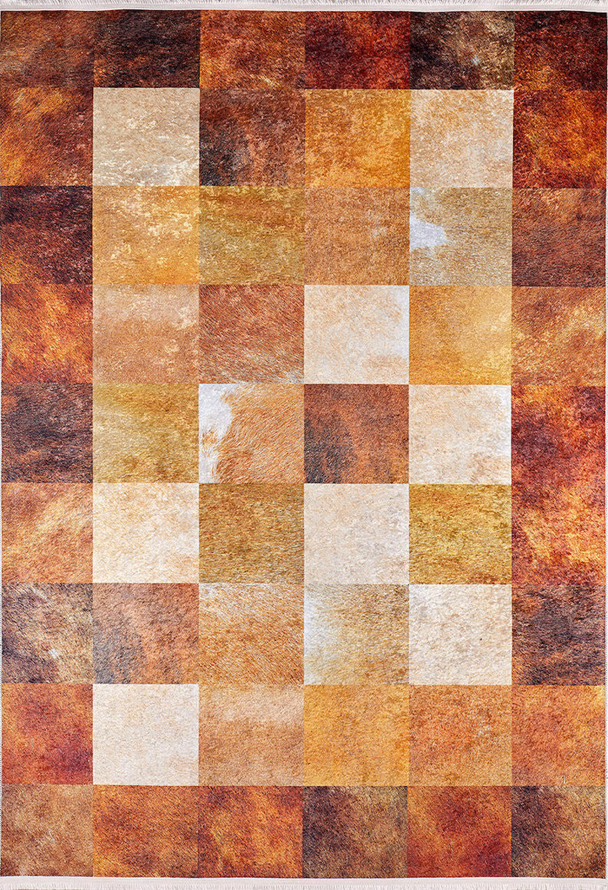 Halı Atölyesi HA211 Turuncu 5 mm Pamuk Yıkanabilir İnce Kaymaz Taban Dikdörtgen Makine Dokuma Salon Halısı 140x200 cm