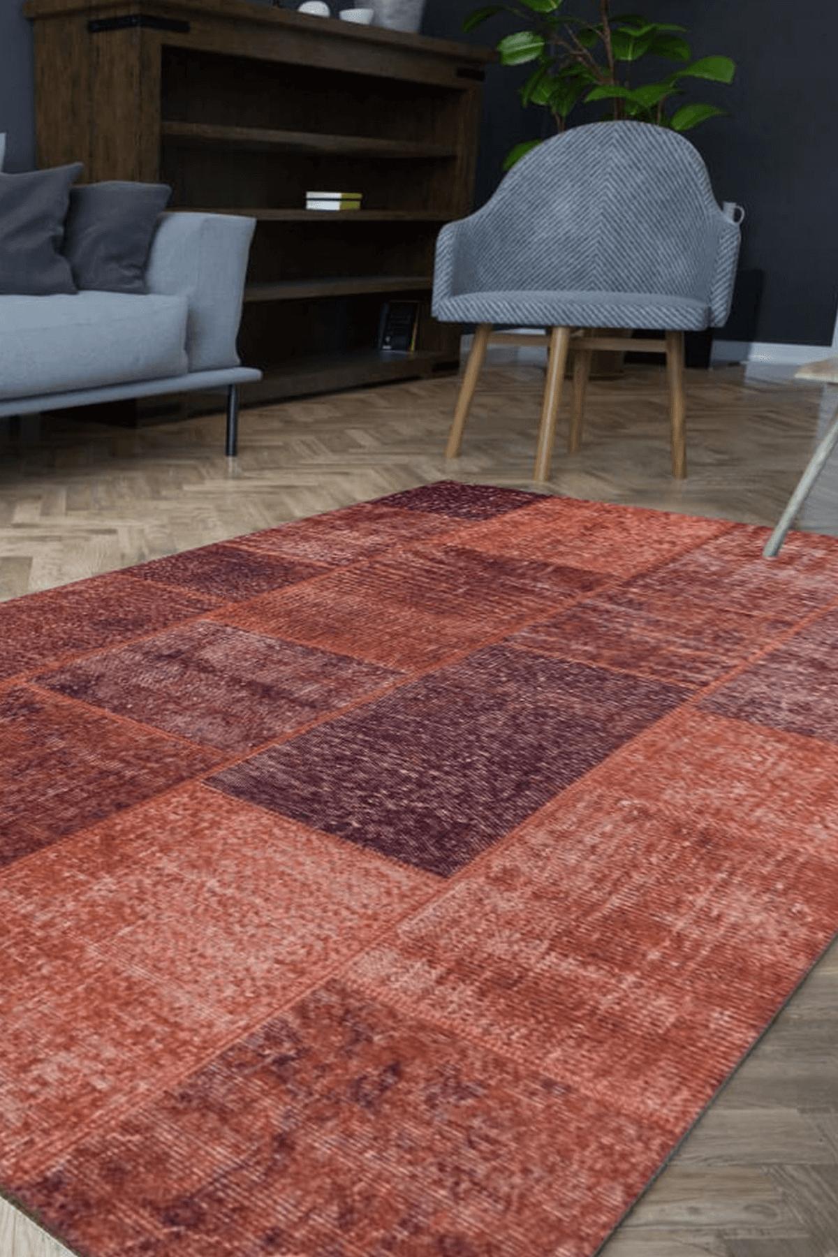 Artloop AL-62 Çok Renkli 4 mm Polyester Yıkanabilir İnce Kaymaz Jüt Taban Dikdörtgen Makine Dokuma Salon Halısı 160x230 cm