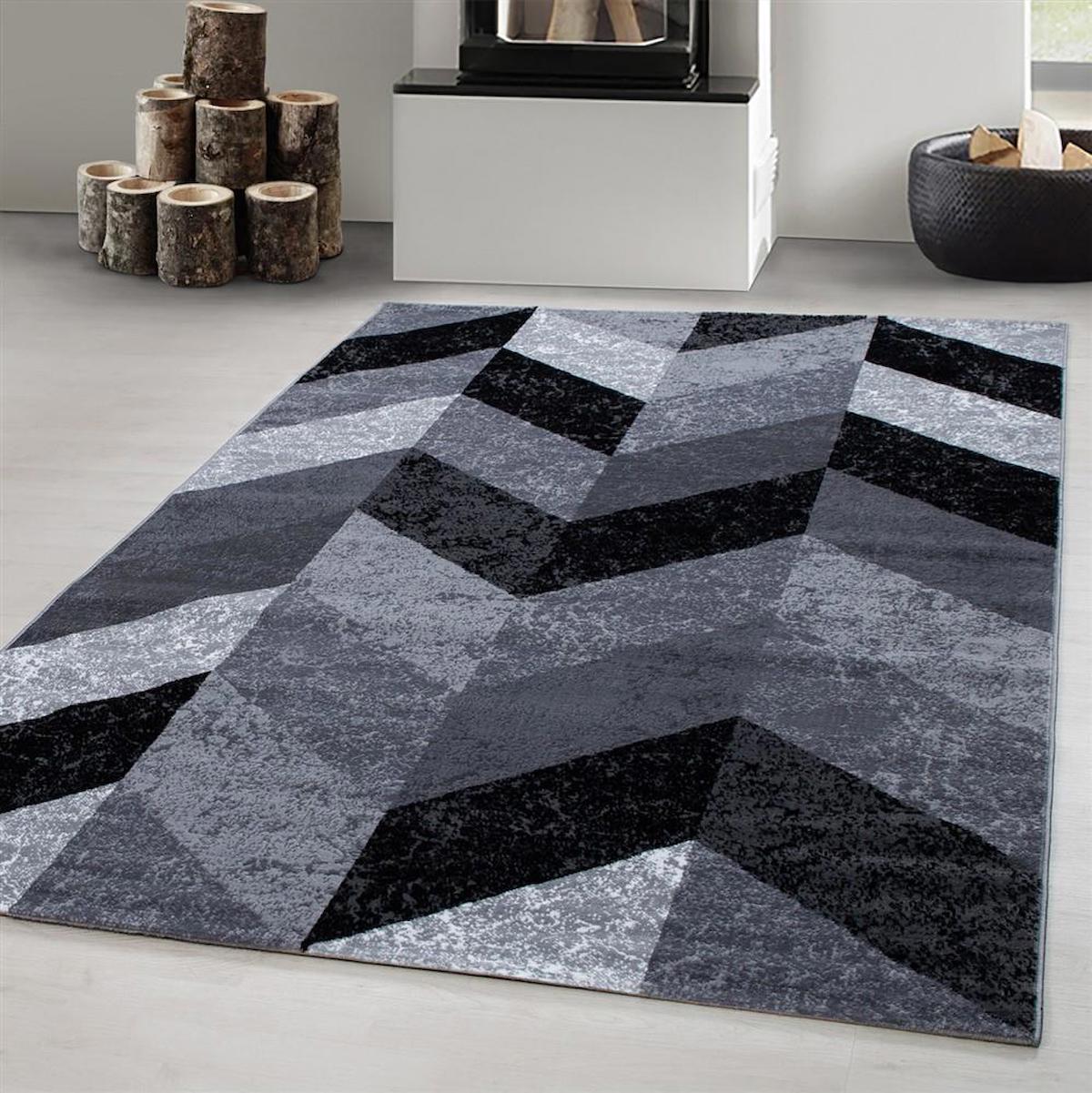 Red Halı Siyah 6 mm Polipropilen Antibakteriyel Yıkanabilir Kalın Kaymaz Dikdörtgen Makine Dokuma Salon Halısı 100x150 cm