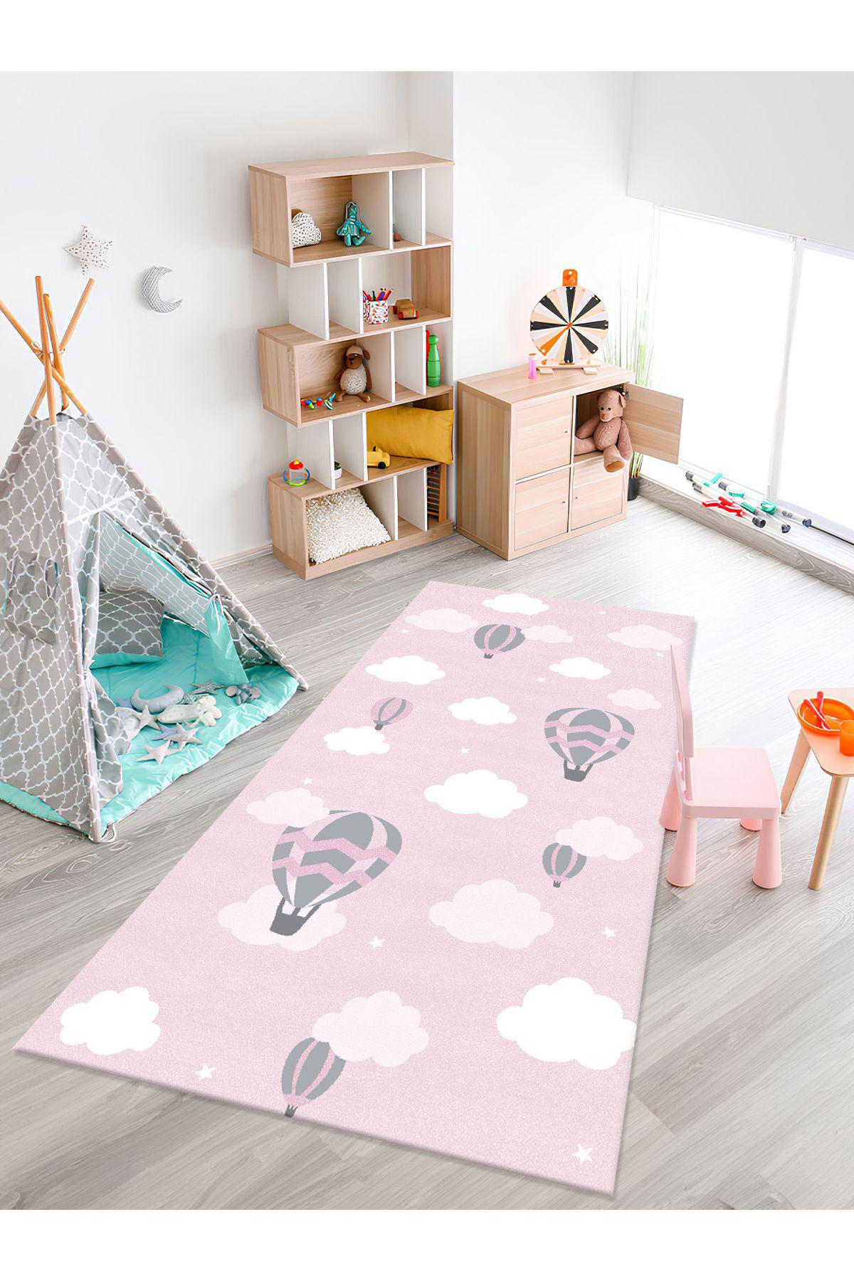 İnspira Çok Renkli 12 mm Polyester Yıkanabilir İnce Kaymaz Jüt Taban Dikdörtgen Makine Dokuma Çocuk Odası Halısı 160x230 cm