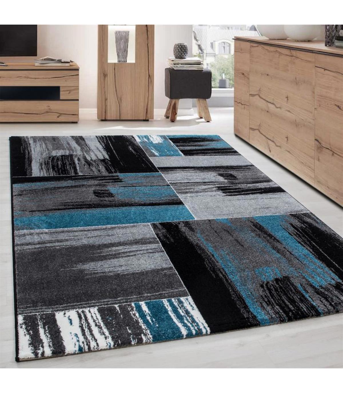 Carpettex Turkuaz 13 mm Polipropilen Antibakteriyel Yıkanabilir İnce Kaymaz Şönil Taban Dikdörtgen Makine Dokuma Salon Halısı 120x200 cm