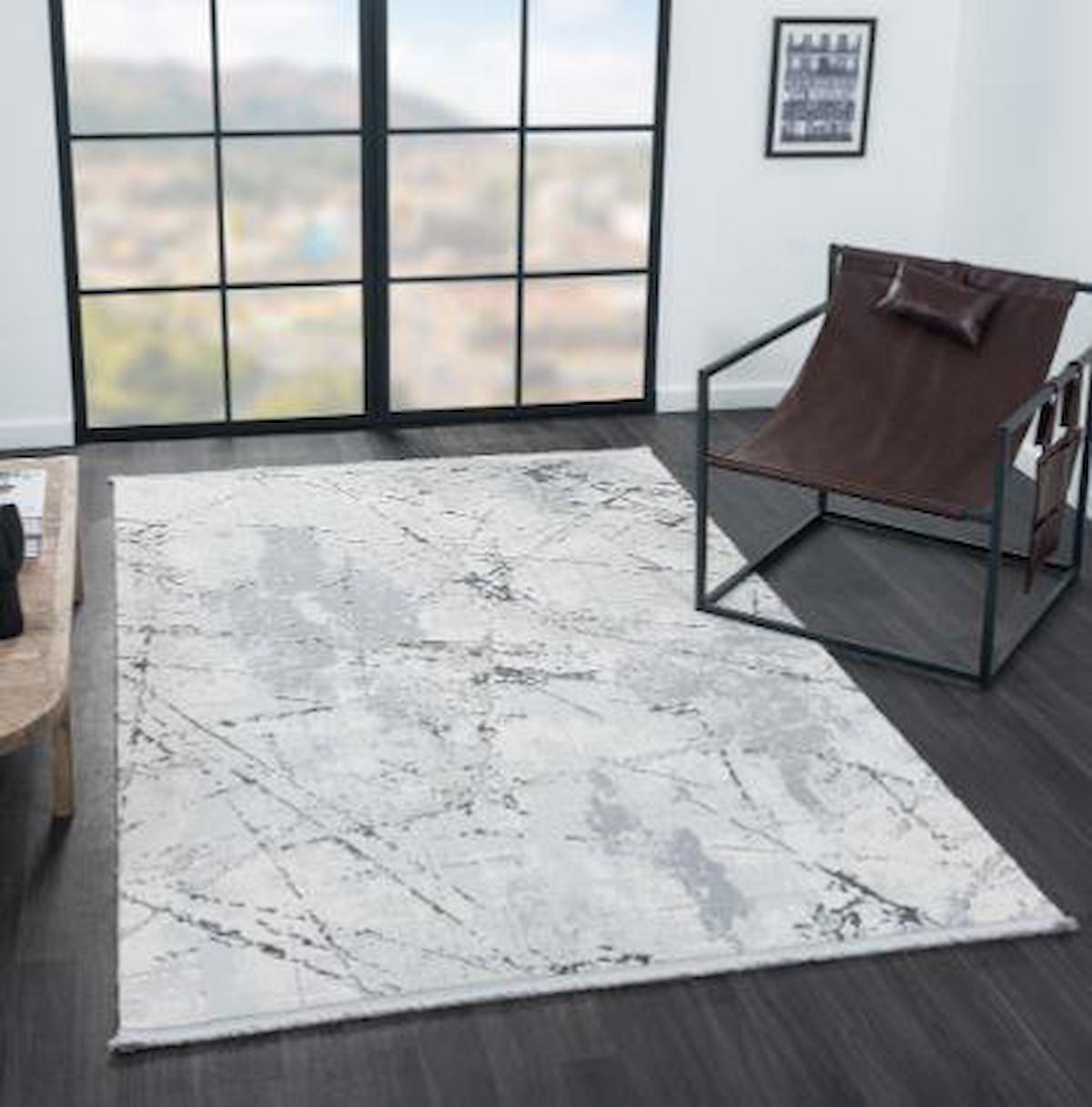 Çam Halı Mona VS014G Antrasit 11 mm Polyester Silinebilir Yıkanabilir Orta Dikdörtgen Makine Dokuma Salon Halısı 100x150 cm