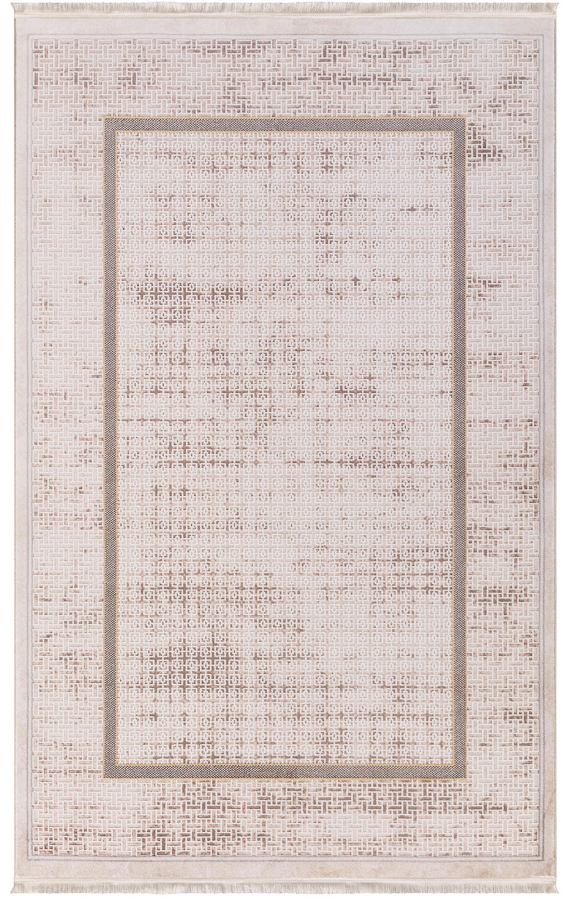İpek Home Kazaz 2305A Krem 8 mm Akrilik Yıkanabilir Orta Kaymaz Pamuk Taban Dikdörtgen Makine Dokuma Antre-Çocuk Odası-Salon-Yatak Odası Halısı 80x150 cm