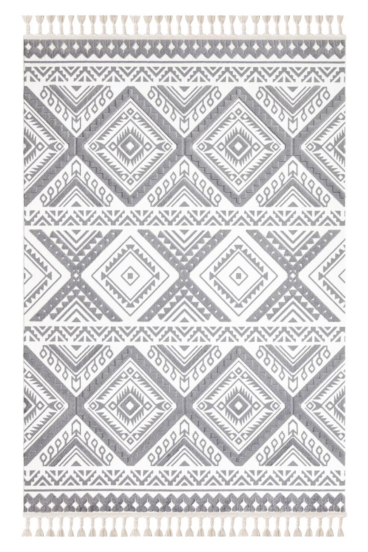 İpek Mekik Halı Lux 11708 Gri 11 mm Polyester Yıkanabilir Orta Kaymaz Pamuk Taban Dikdörtgen Makine Dokuma Antre-Çocuk Odası-Salon-Yatak Odası Halısı 100x150 cm