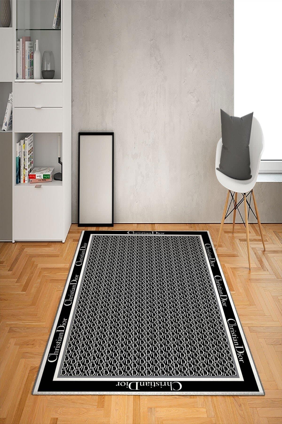 Doruklar Home Collection Gri-Siyah 0.7 mm Antibakteriyel Yıkanabilir Kalın Kaymaz Taban Dikdörtgen Makine Dokuma Çocuk Odası Halısı 160x160 cm