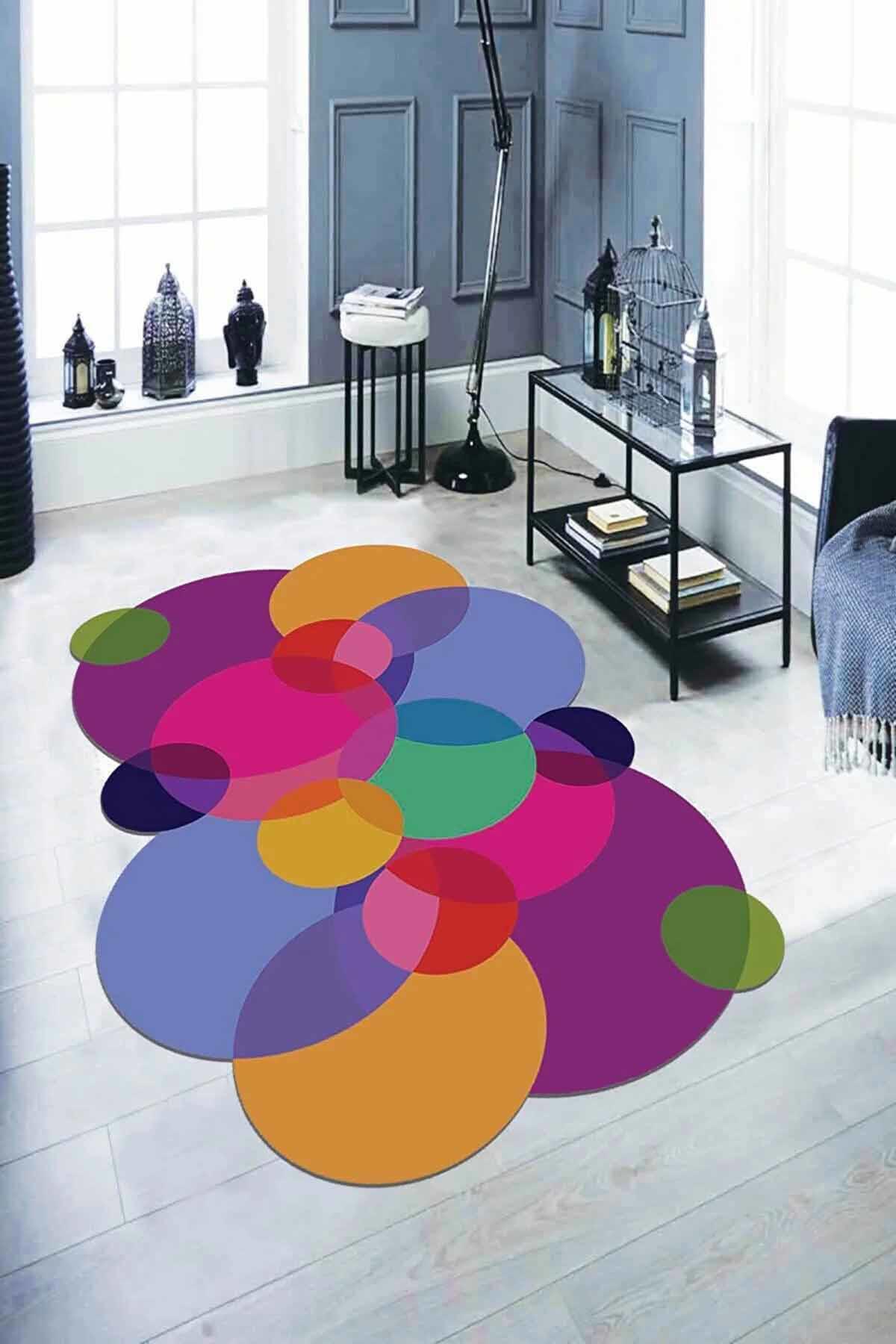 Viva Home LZ24 Krem 7 mm Mikropolyester Leke Tutmaz Yıkanabilir Orta Kaymaz Dot Taban Dikdörtgen Makine Dokuma Oturma Odası Halısı 160x230 cm