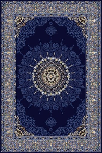 Tuğra Halı Sümer SM18 Lacivert 5 mm Polyester Yıkanabilir İnce Dikdörtgen Makine Dokuma Salon Halısı 200x290 cm