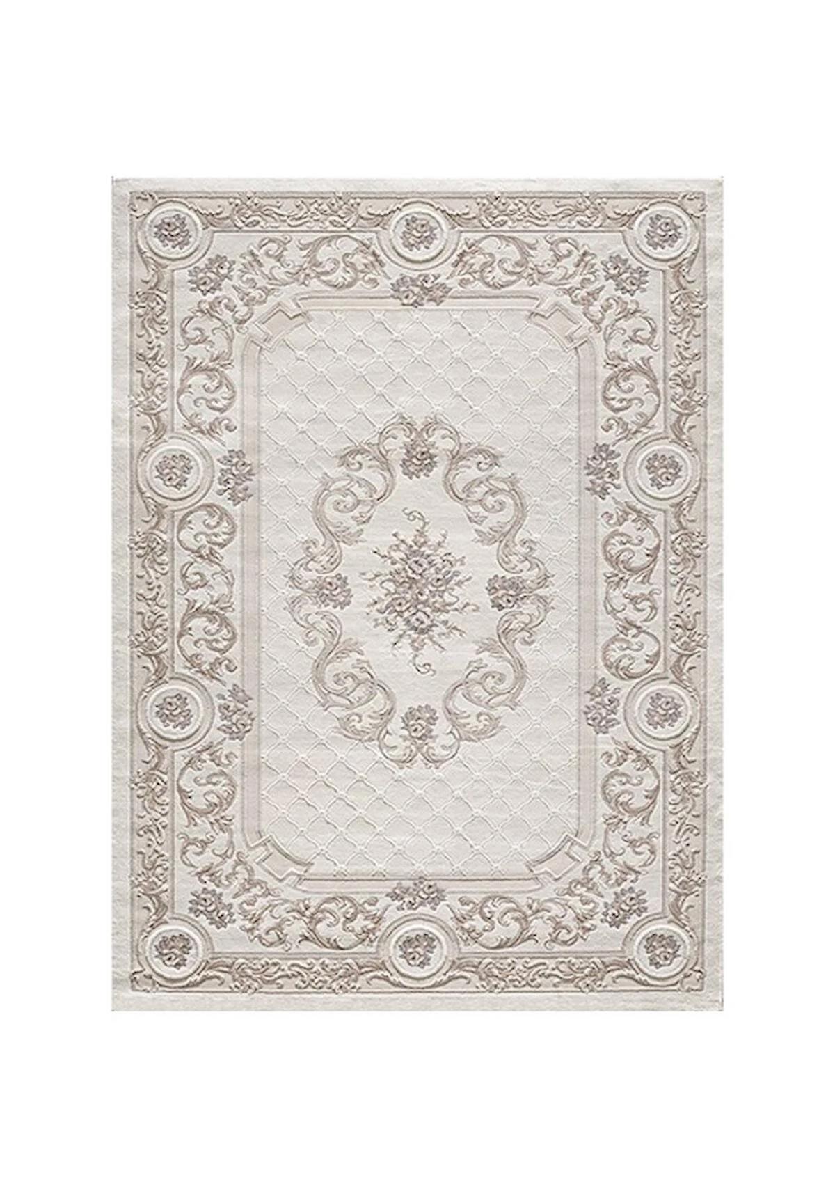 Pierre Cardin Venice 7653A Krem 13 mm Akrilik Yumuşak Yıkanabilir Kalın Kaymaz Dikdörtgen Makine Dokuma Salon Halısı 80x150 cm