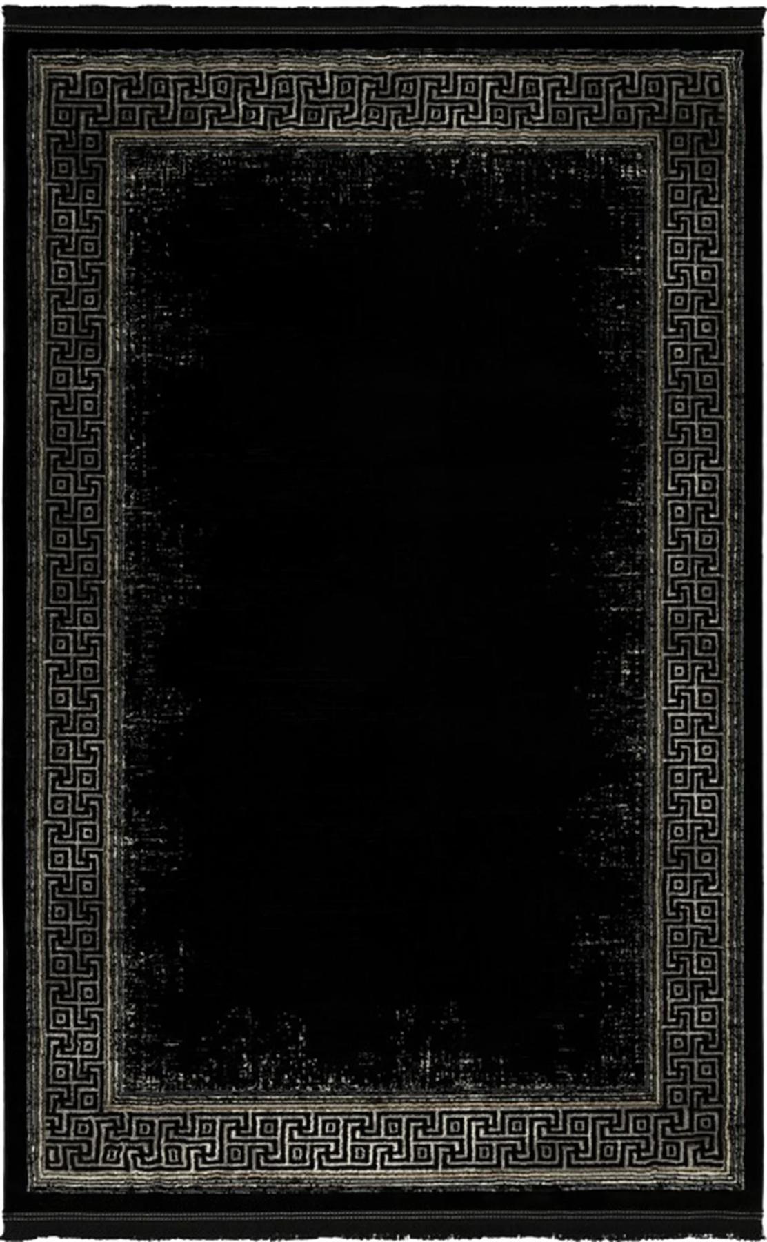 Tuğra Halı Astoria 10904 Siyah 12 mm Polyester Yıkanabilir Orta Dikdörtgen Makine Dokuma Salon Halısı 120x180 cm